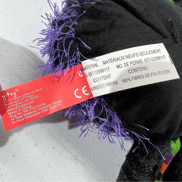 Glitzy Purple and Green Halloween Plush Spider - Picture 5 of 9